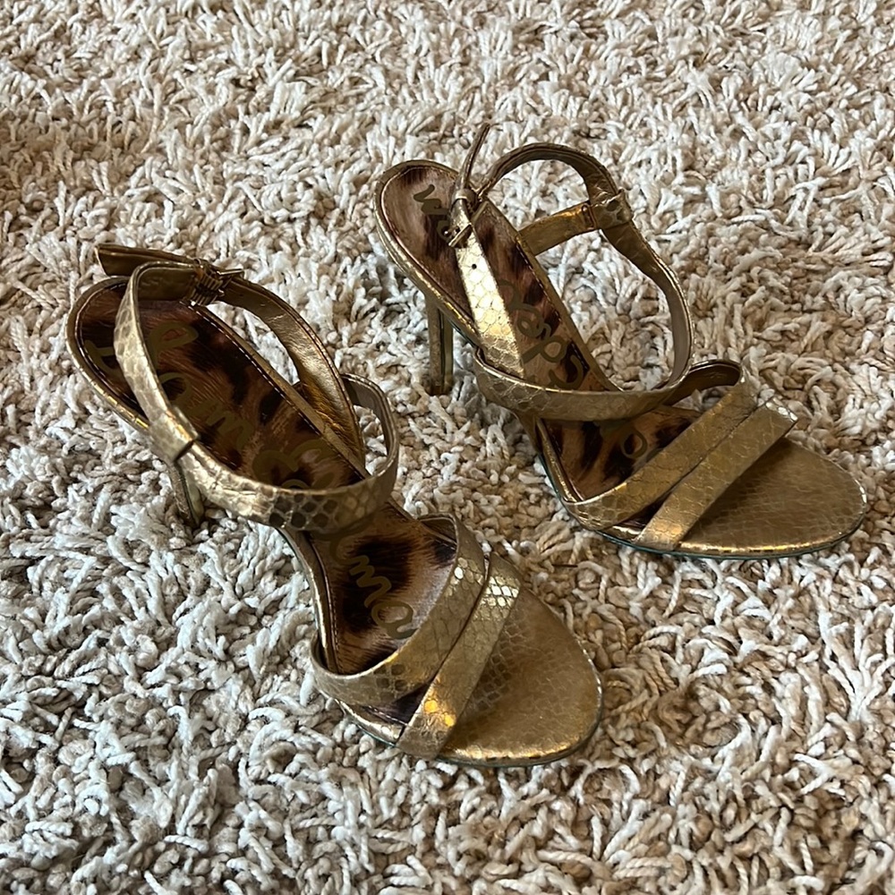 Sam Edelman Gold Snake Strappy Heels
